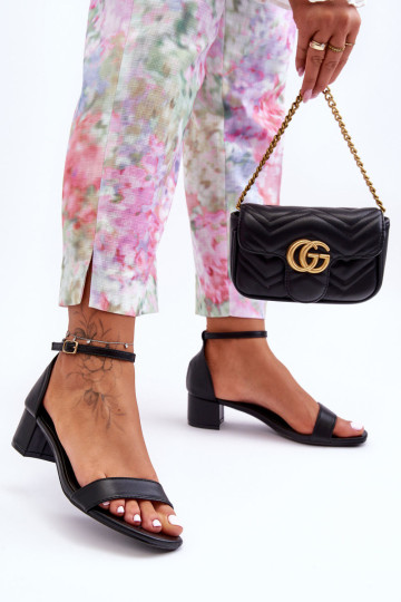 Eko odos sandalai su kulnais Smooth Black Įkvepia mane! 2