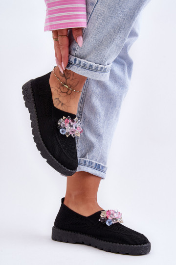 Moteriški sportbačiai su akmenukais juodi paprasti