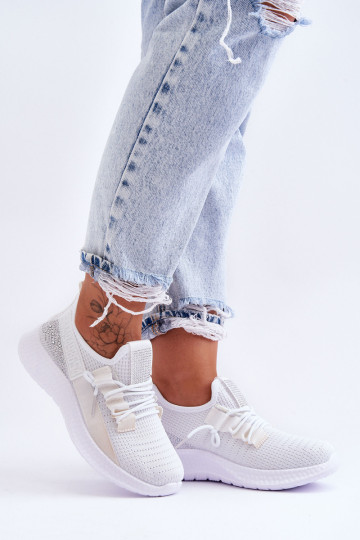 Moteriški užsegami sportiniai batai, balti Hold Me! 2