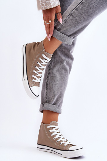 Moteriški klasikiniai aukšti sportbačiai smėlio spalvos...