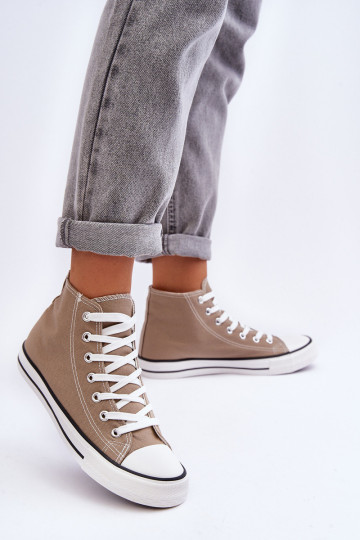 Moteriški klasikiniai aukšti sportbačiai smėlio spalvos... 2