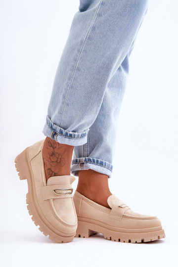 Moteriški zomšiniai užsegami bateliai smėlio spalvos Pure... 2