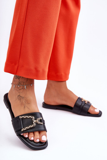 Moteriškos klasikinės šlepetės su ornamentu juoda Įspūdinga 2