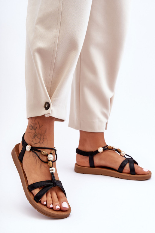 Moteriški papuošti blizgantys sandalai Black Midol