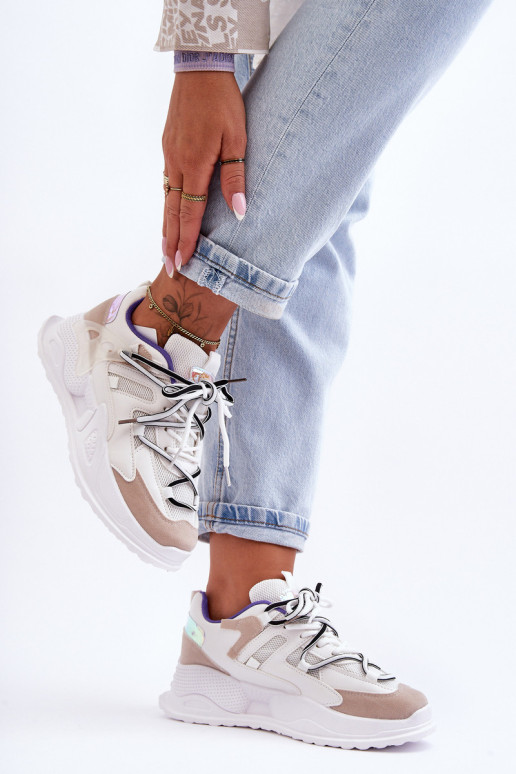 Eko odos platforminiai sportiniai batai, balta...