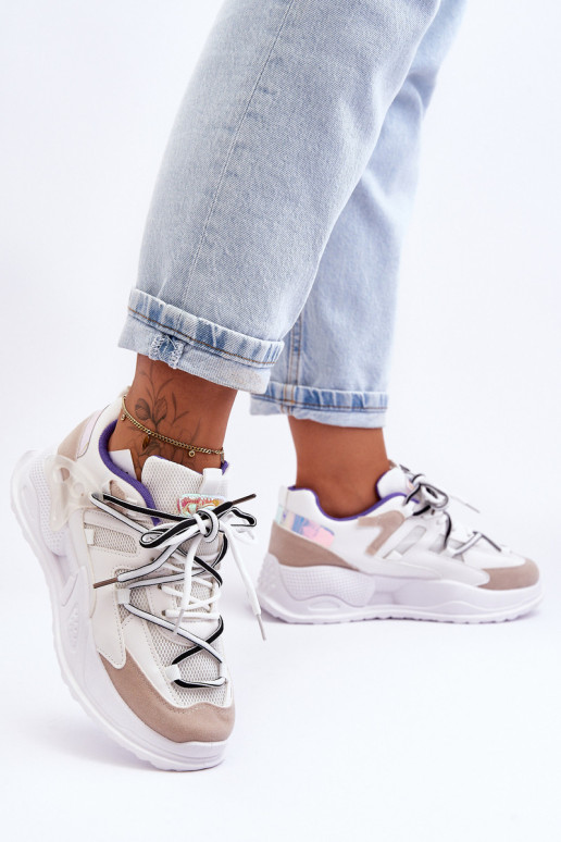 Eko odos platforminiai sportiniai batai, balta...