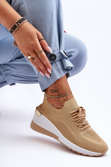 Medžiaga Slip-On sportiniai batai ant platformos Beige...