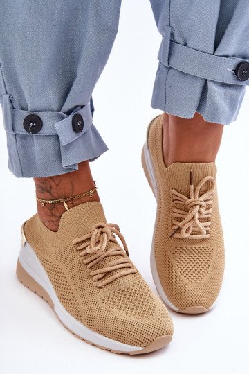 Medžiaga Slip-On sportiniai batai ant platformos Beige... 2