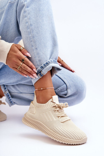 Moteriški slydimo audinio sportiniai batai smėlio spalvos... 2