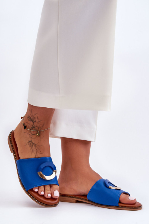 Moteriškos dekoruotos šlepetės, mėlynos šerio...