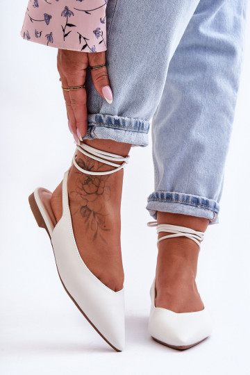 Moteriški suvarstyti baleto buteliai, balti Lilly Ann