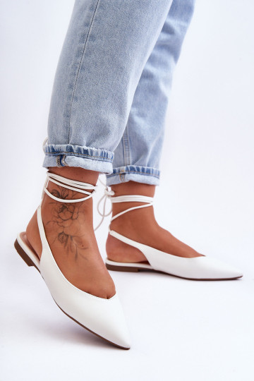 Moteriški suvarstyti baleto buteliai, balti Lilly Ann