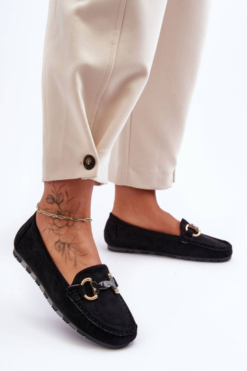 Moteriški zomšiniai mokasinai su ornamentu juoda dionira 2