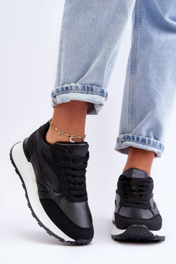 Moteriški sportiniai bateliai su platforma, juodi ir...