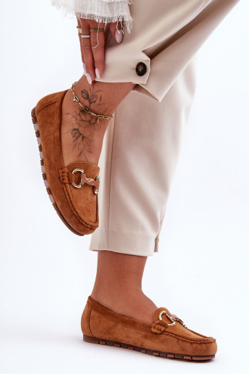 Moteriški zomšiniai mokasinai su dekoracija Brown Dionira 2