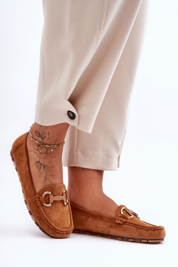 Moteriški zomšiniai mokasinai su dekoracija Brown Dionira