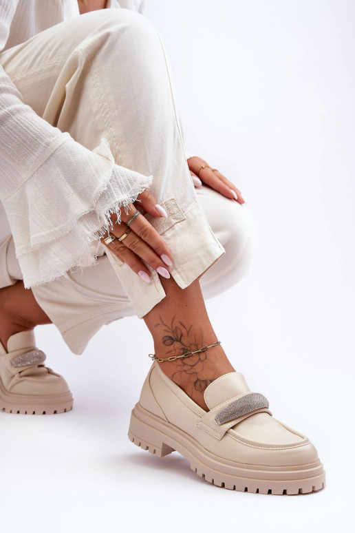 Ornamentuoti mokasinai smėlio spalvos Aricka