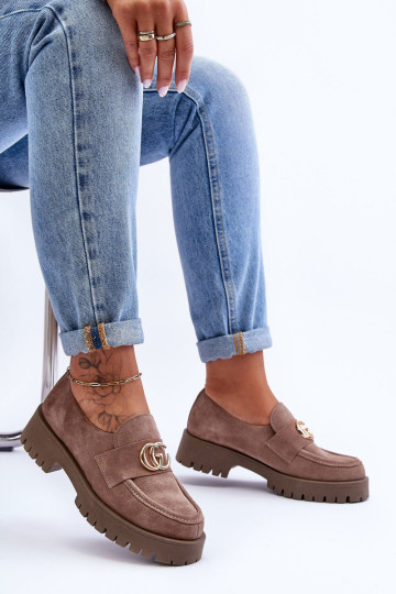 Moteriški zomšiniai pusbačiai su tamsiai smėlio spalvos...