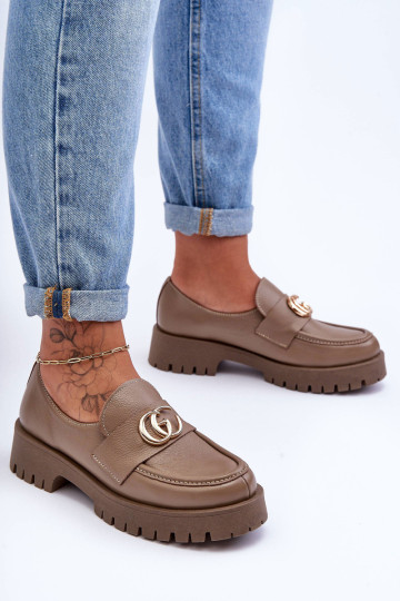 Moteriški odiniai pusbačiai su ornamentu tamsiai smėlio... 2