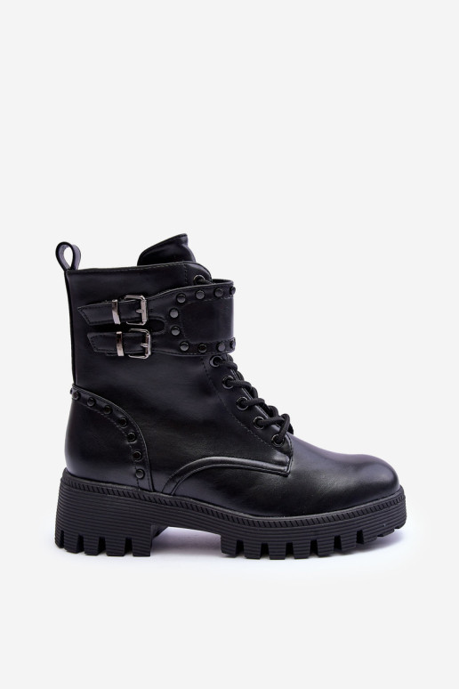 Eko odos papuošti batai Worker Black Carshena