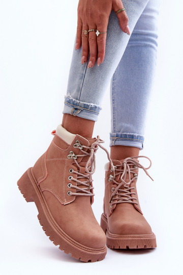 Moteriški batai su pamušalu, rožinės spalvos strypai 2