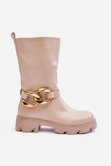 Eko odos kulkšnies batai su plokščiu kulnu smėlio spalvos Diomina