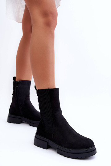 Aukšti dygsniuoti kulkšnies batai Nubuck Black Milca 2