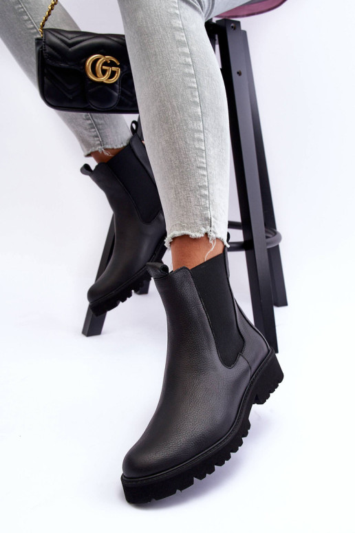 Juodi odiniai kulkšnies batai Nicole 2672