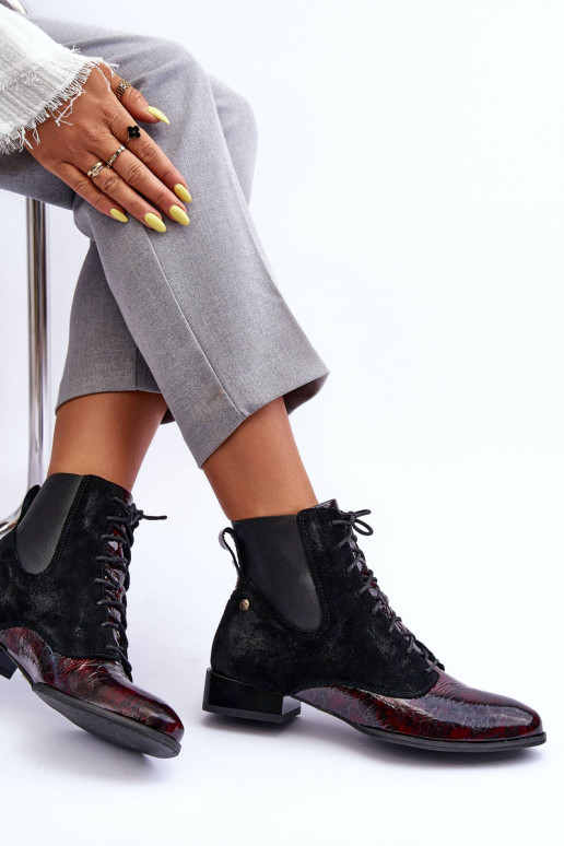 Odiniai kulkšnies batai plokščiu kulnu Maciejka...