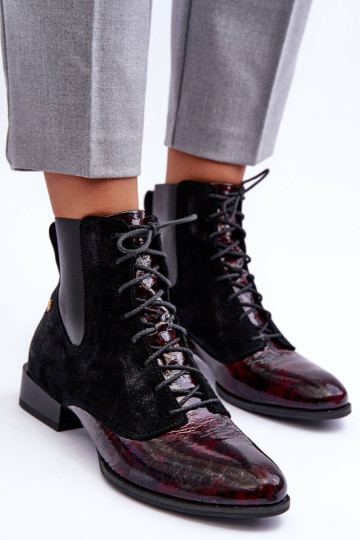 Odiniai kulkšnies batai plokščiu kulnu Maciejka 06200-08 juodi