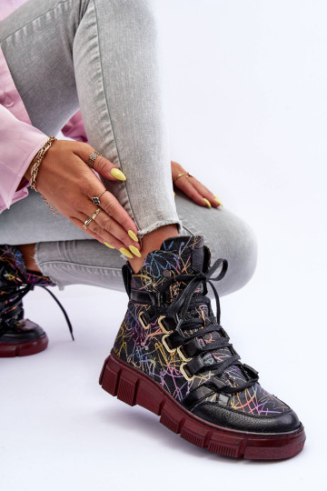 Odiniai plokšti suvarstomi batai Maciejka 06158-01 Juodi 2