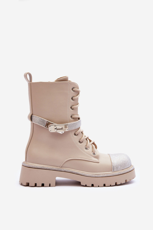 Moteriški papuošti batai Workery Beige Totah