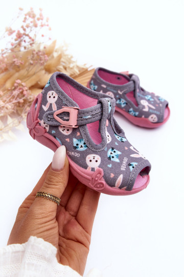 Bunny šlepetės Befado 213P139 pilkai rožinė