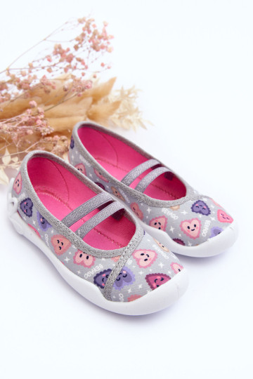 Širdelės šlepetės Befado 116X319 pilkai rožinės spalvos