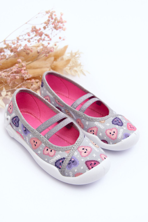 Širdelės šlepetės Befado 116X319 pilkai rožinės...