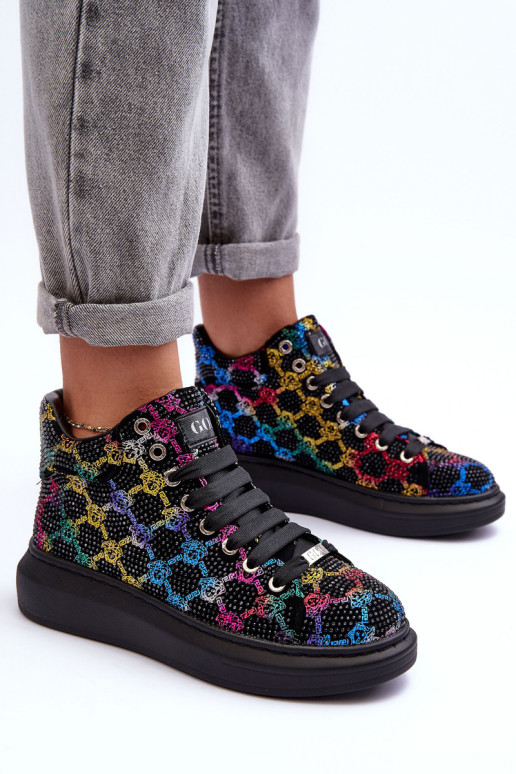 Platforminiai sportiniai batai GOE MM2N4009 juodi