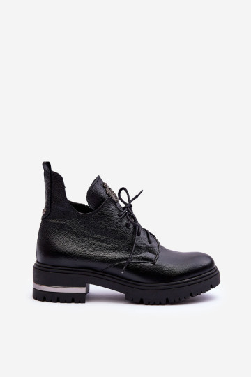 Moteriški odiniai batai ant plokščio kulno, juodi Charline