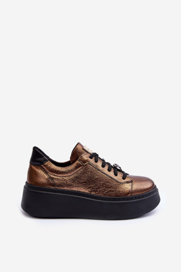 Odiniai sportiniai batai ant platformos Maciejka 06191-24 Copper