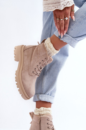 Zomšiniai „Trapper“ batai su flisiniu pamušalu smėlio... 2