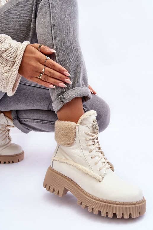 Moteriški odiniai „Trapper“ batai Cream Vergo
