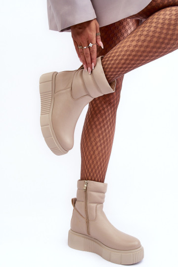 Moteriški odiniai platforminiai batai šviesiai smėlio... 2