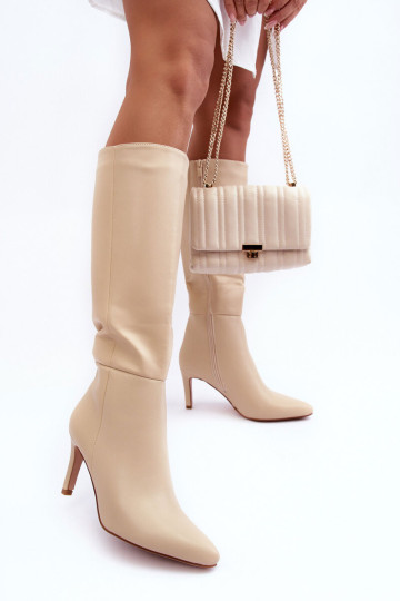 Eko odos batai su kulnais smėlio spalvos 2