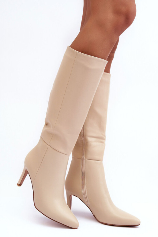 Eko odos batai su kulnais smėlio spalvos