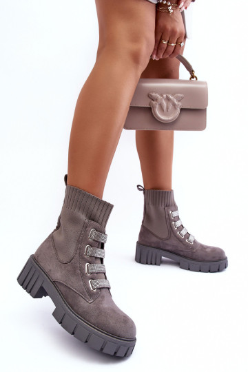 Kojinės kulkšnies batai Suede pilka viltis 2