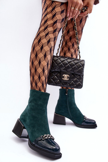 Zomšiniai batai ant masyvaus bloko SBarski MR870-70 žalia