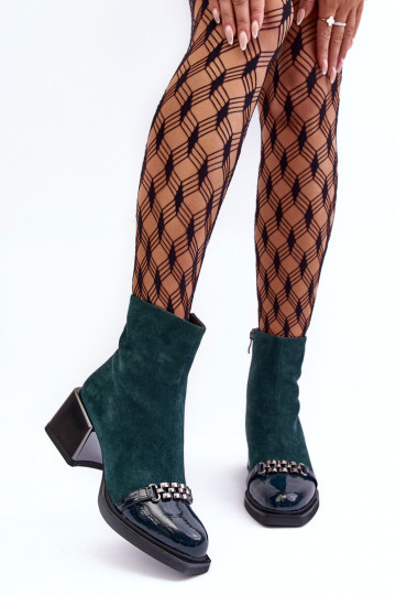 Zomšiniai batai ant masyvaus bloko SBarski MR870-70 žalia 2