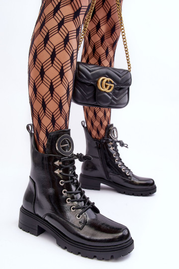 Blizgūs batai su Ornament Workery Black Ember 2