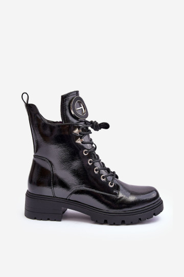 Blizgūs batai su Ornament Workery Black Ember