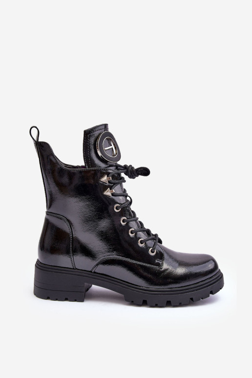 Blizgūs batai su Ornament Workery Black Ember