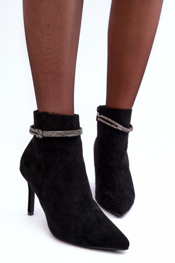 Moteriški „Shearling“ zomšiniai batai ant kulno, juodi... 2